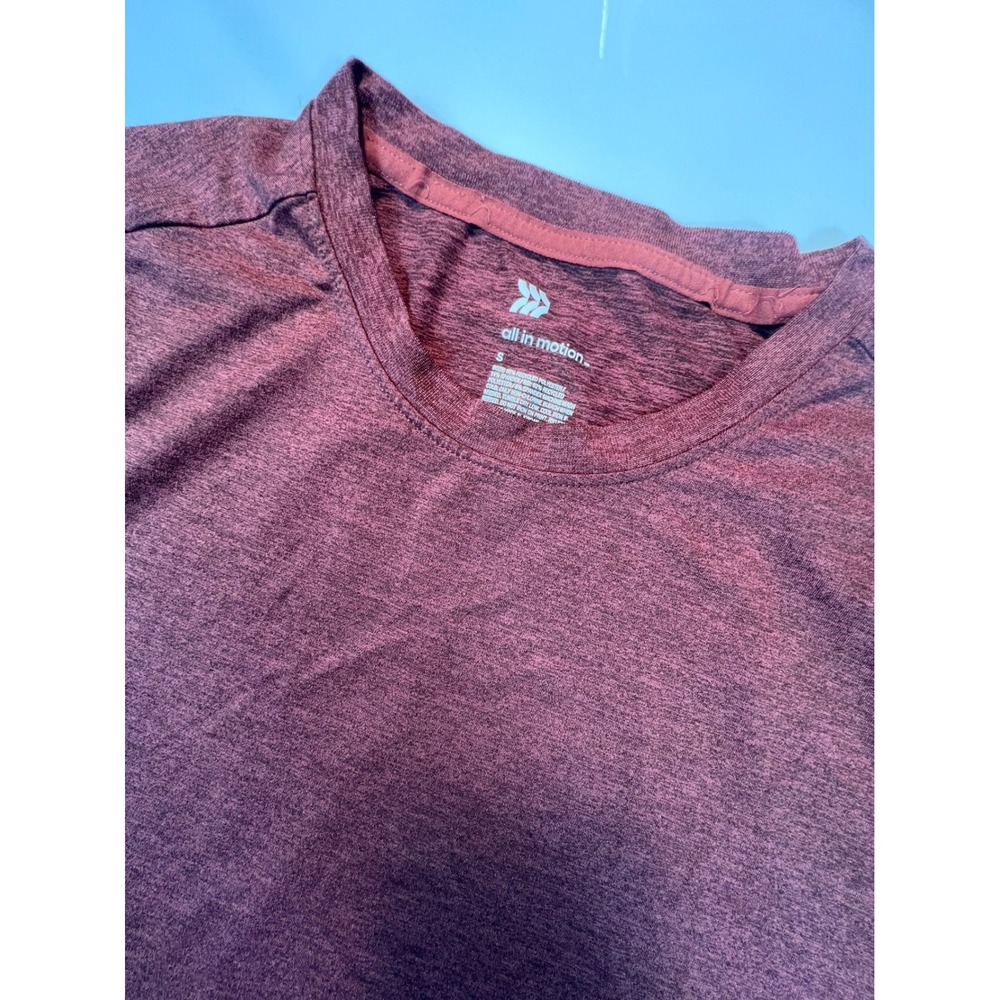 All In Motion Mens Small Heathered Burgundy Performance Short Sleeve Tee Shirt